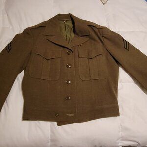 1950s Army Issue Eisenhower Wool Jacket w/ Corporal Stripes